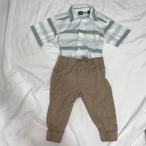 Baby boy Collared Button Up Onesie and Khaki Pants